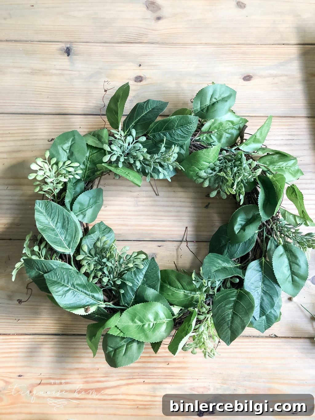 DIY Summer Lemon Wreath: start with the larger greenery pieces