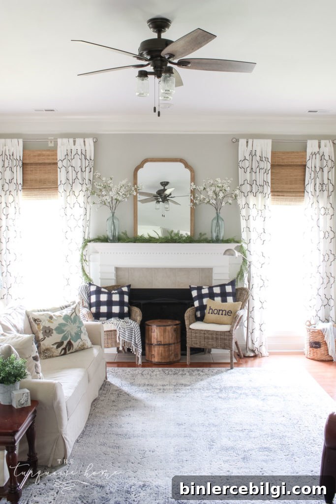 A Simple Summer Mantel - turquoise, navy and neutral