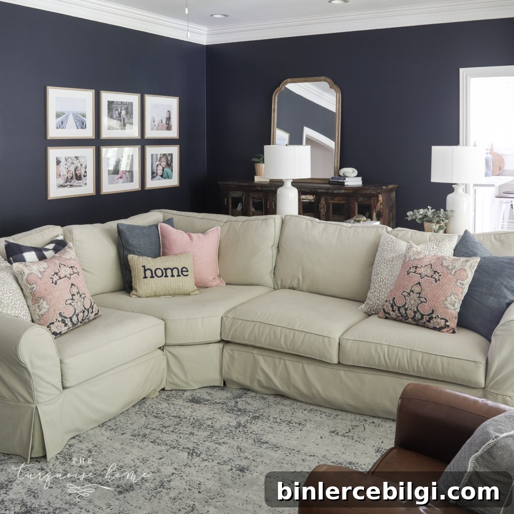 Benjamin Moore Hale Navy Paint Color: Shades, Uses and Pairings 4 Hale Navy in the Living Room