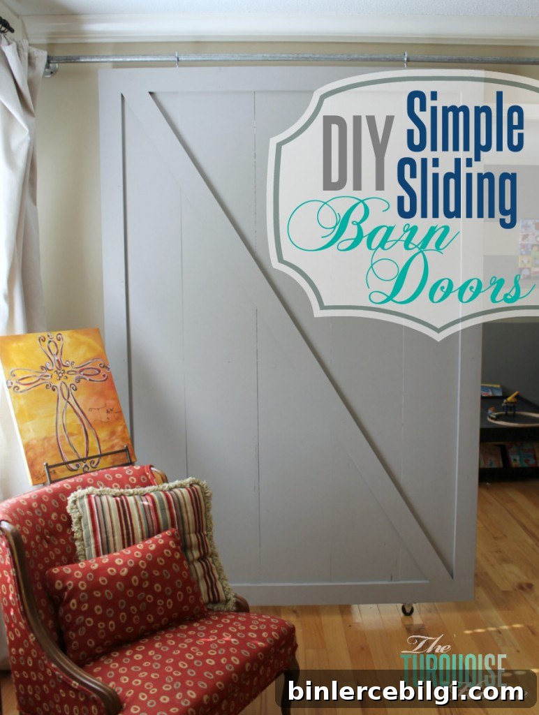 DIY Simple Sliding Barn Doors | TheTurquoiseHome.com