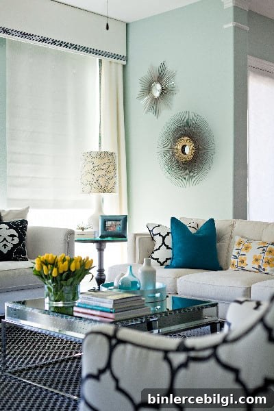 Benjamin Moore Wythe Blue HC-143: Color Review and Room Photos 9 Modern living room design. Wall color is Wythe Blue from Benjamin Moore.