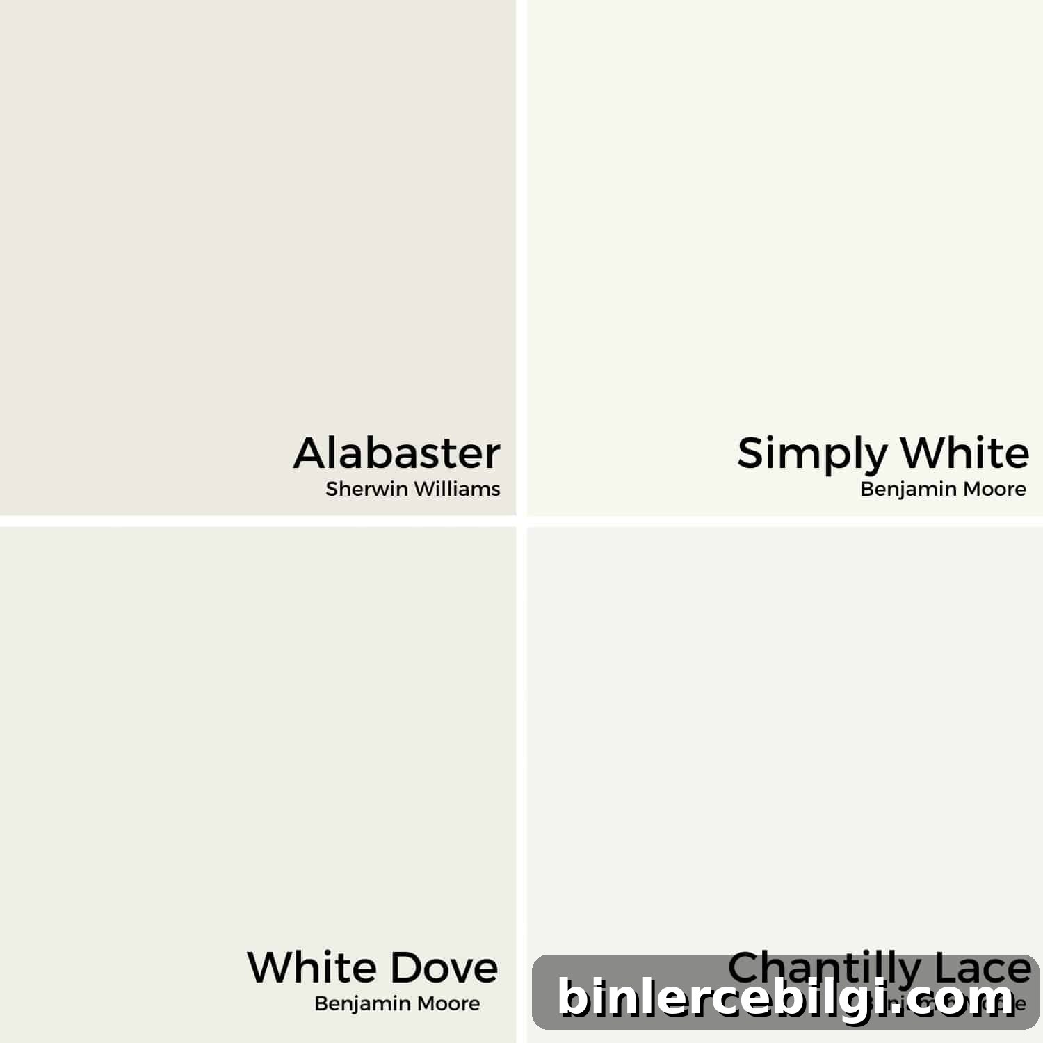 Benjamin Moore White Dove OC-17 Paint Color: Undertones & Uses 5 white paint color comparisons