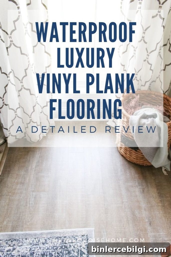 Luxury Vinyl Plank Flooring Review | Get the farmhouse look without the cost or upkeep of hardwood floors! Waterproof Luxury Vinyl Plank Flooring | COREtec Boardwalk Oak @Theturquoisehome #flooring #luxuryvinylplank #floor