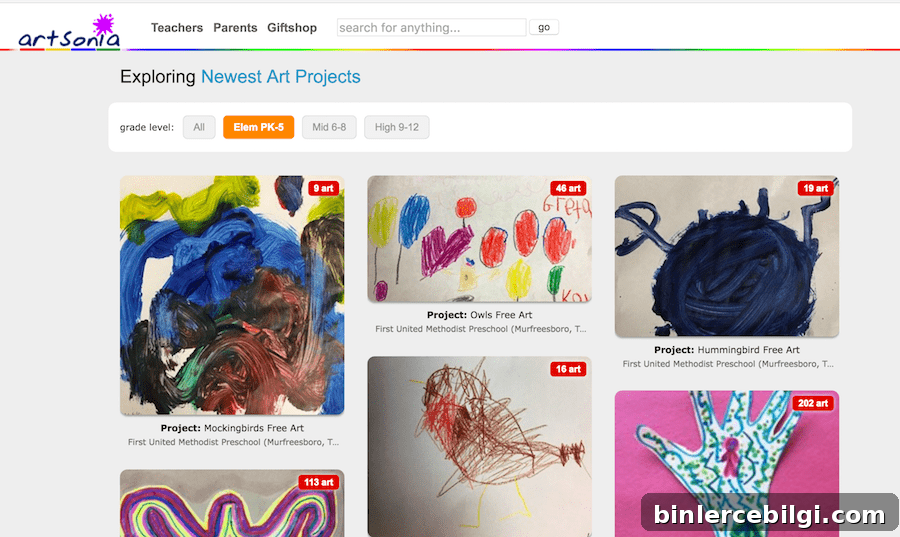 Online app for storing kids artwork