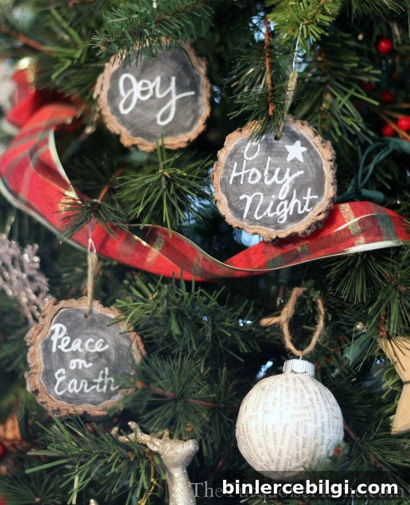 Chalkboard Wood-Slice Ornaments