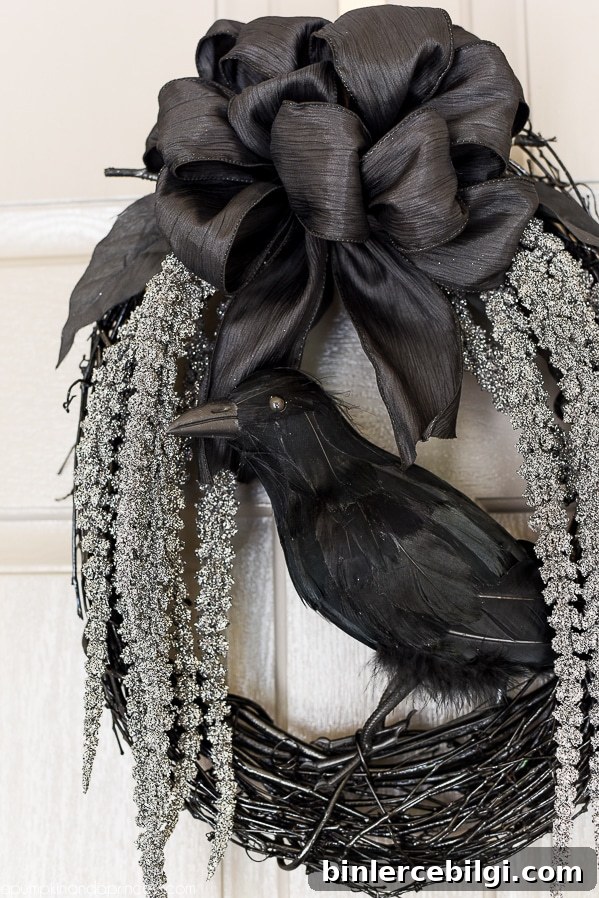 DIY Crow Wreath for Halloween Decorations
