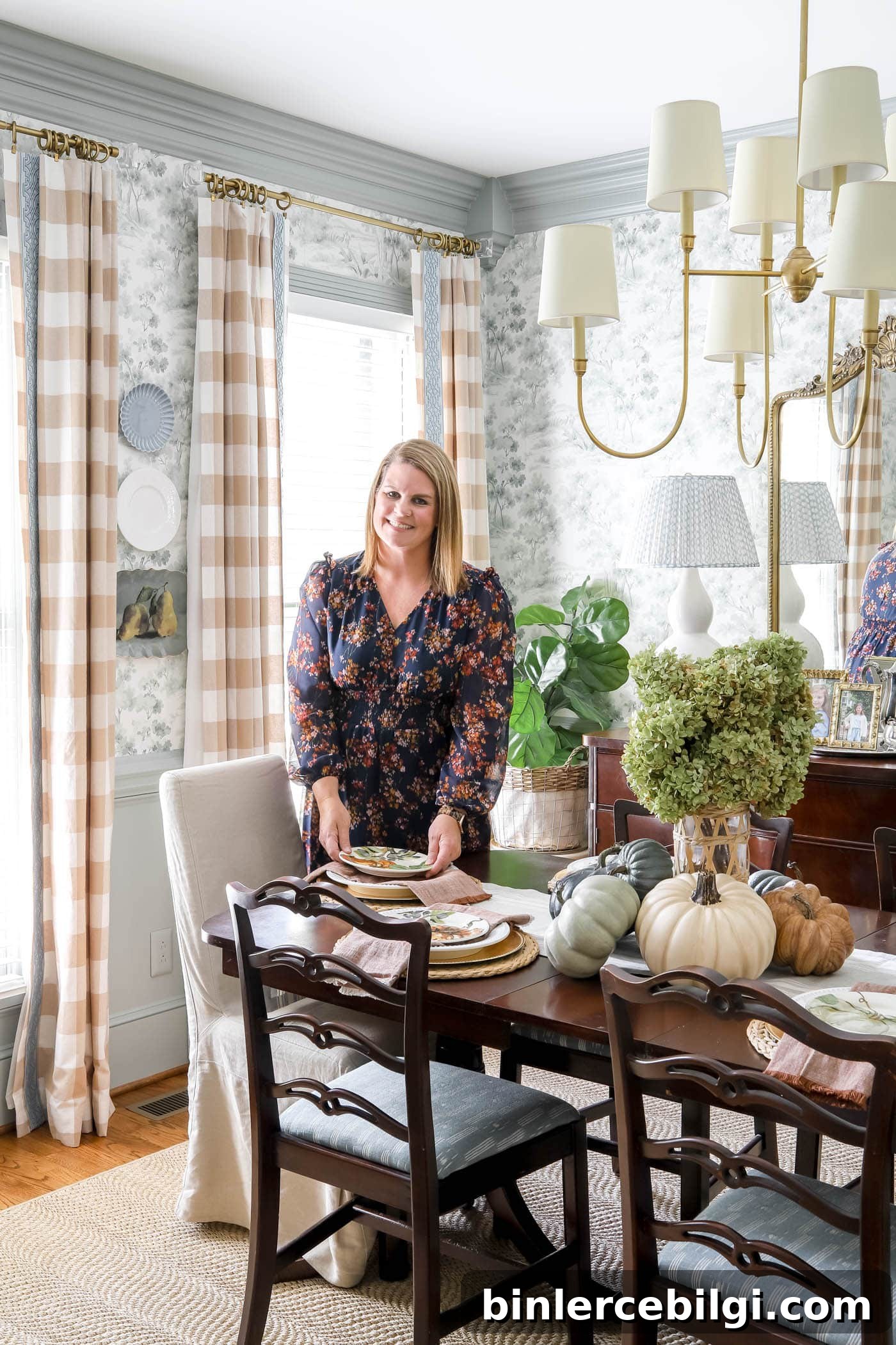 fall dress in dining room