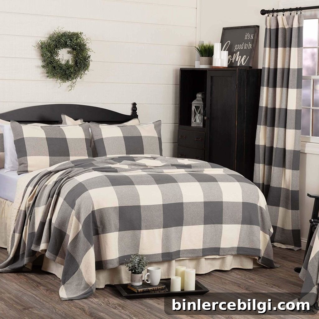 Farmhouse Bedding Ideas to Transform Your Bedroom 17 Classic gray buffalo check bedding