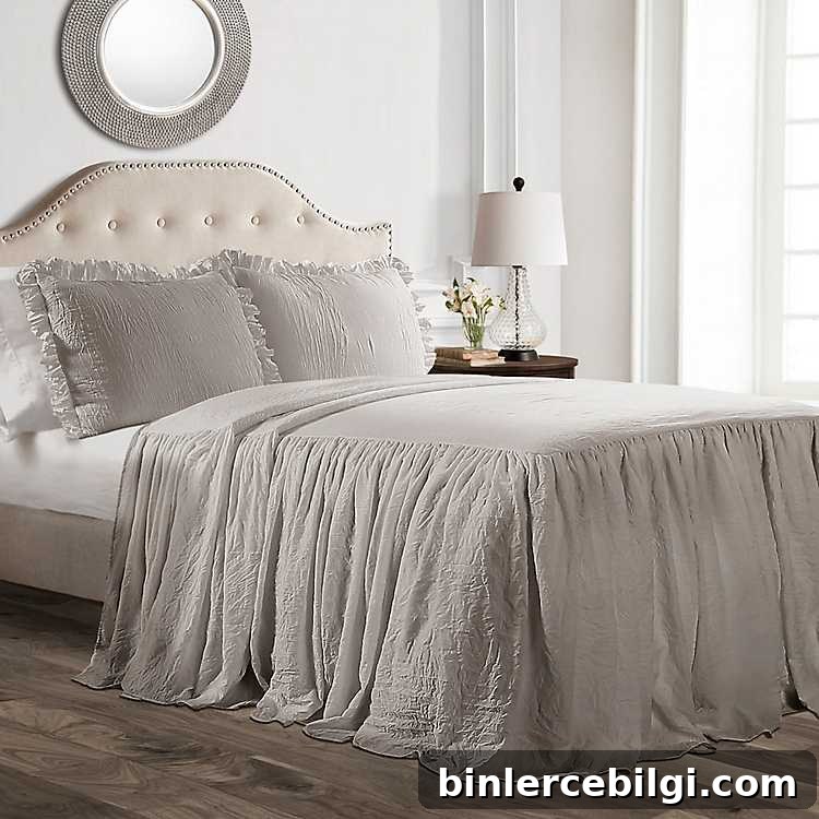Farmhouse Bedding Ideas to Transform Your Bedroom 7 Gray Ruffle Skirt Comforter | farmhouse bedding