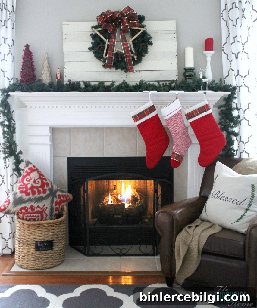 Traditional Red and Green Christmas Mantel Decor Ideas 2 Traditional Red and Green Christmas Mantel. Find out all the details at TheTurquoiseHome.com