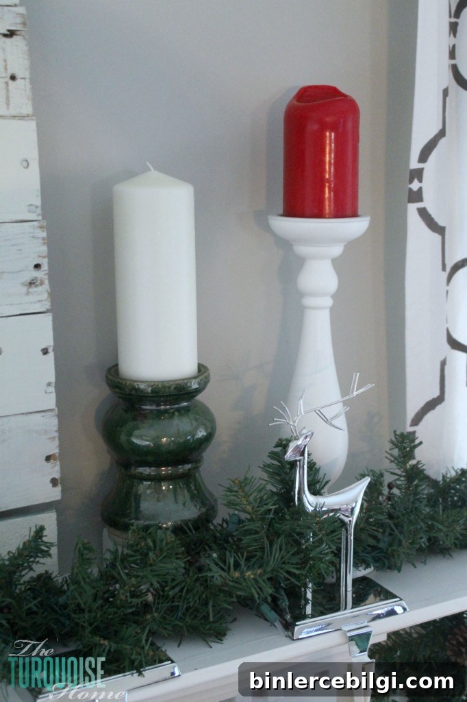Traditional Red and Green Christmas Mantel Decor Ideas 9 Traditional Red and Green Christmas Mantel. Find out all the details at TheTurquoiseHome.com