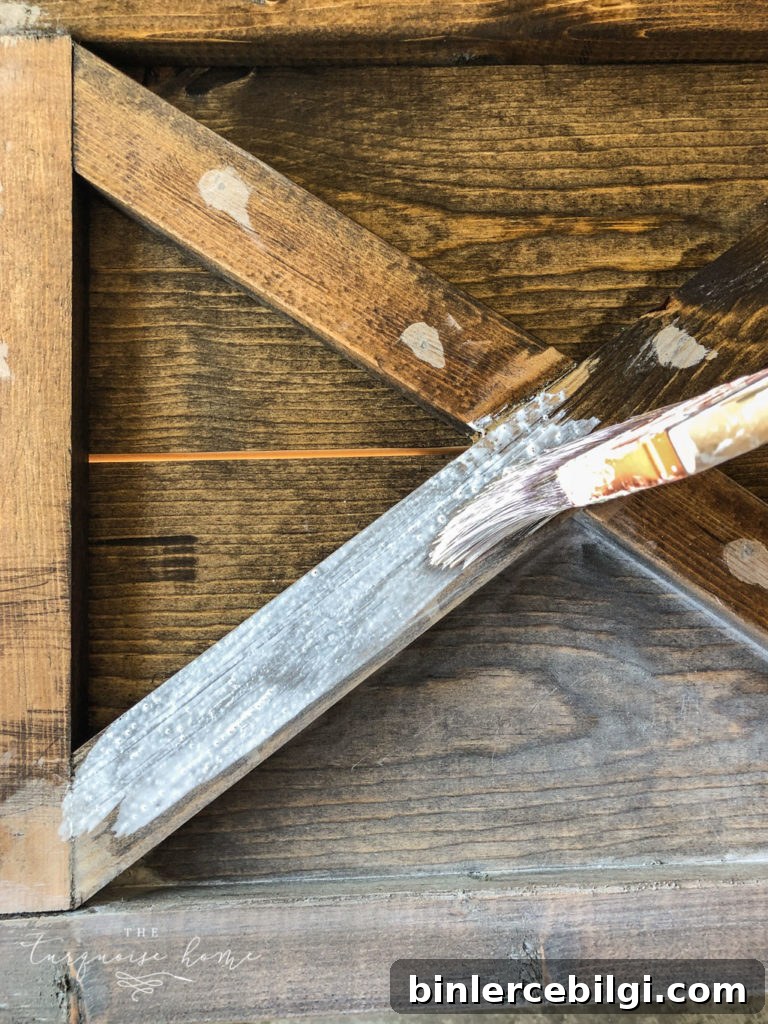 Super easy gray washed wood technique! - Stain, then paint with the paint/water mixture