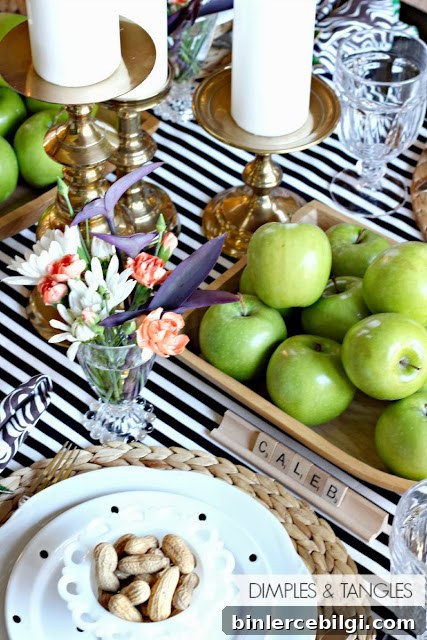 fall table setting with fruit