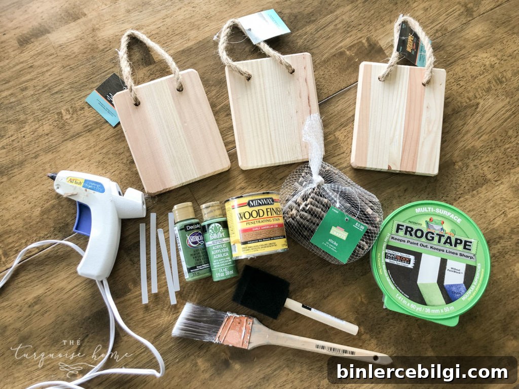 How to Make a Rustic Twig Christmas Tree Ornament 4 Supplies you'll need to make a DIY Twig Christmas Tree Ornament