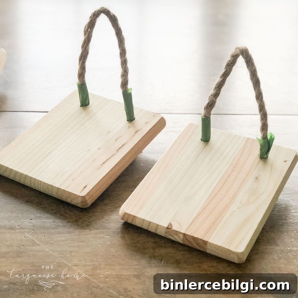 How to Make a Rustic Twig Christmas Tree Ornament 5 Tape off the jute rope when staining and painting