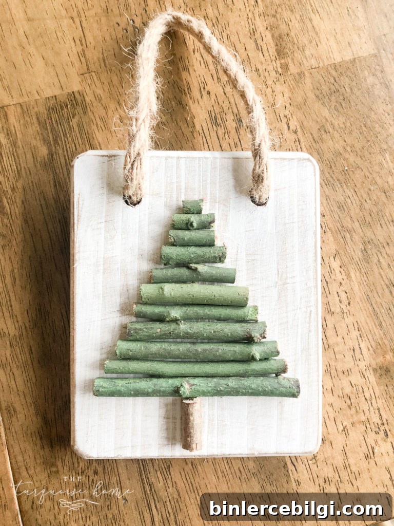 How to Make a Rustic Twig Christmas Tree Ornament 8 Glue each twig down with hot glue