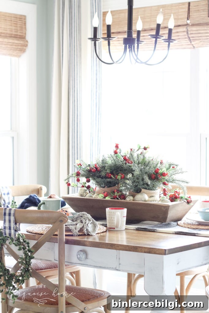 Farewell Christmas Home Tour: Inspiring Holiday Decor 7 Sweet Christmas centerpiece on kitchen table