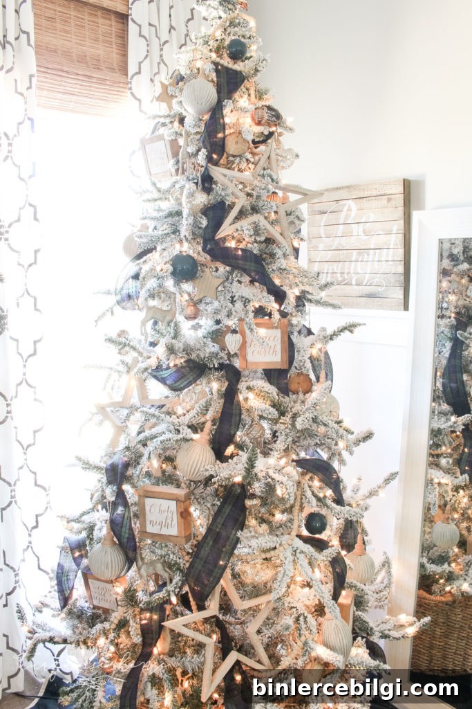 Flocked Christmas Tree with DIY ornaments and new ornaments!