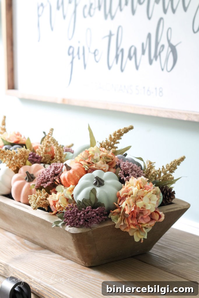 DIY Dough Bowl and Pumpkin Fall Centerpiece