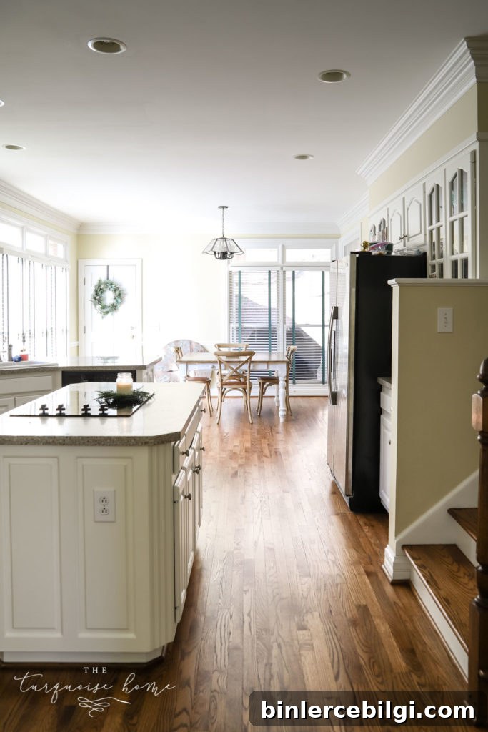 Large kitchen in the new house with working island. 