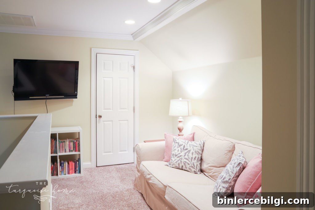 The TV and reading nook in the new house. 