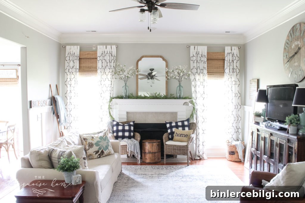 20+ Simple Summer Mantel and Vignette Decorating Ideas #homedecor #diyhomedecor #summerdecor #livingroomdecor #manteldecor #bambooverticalblinds