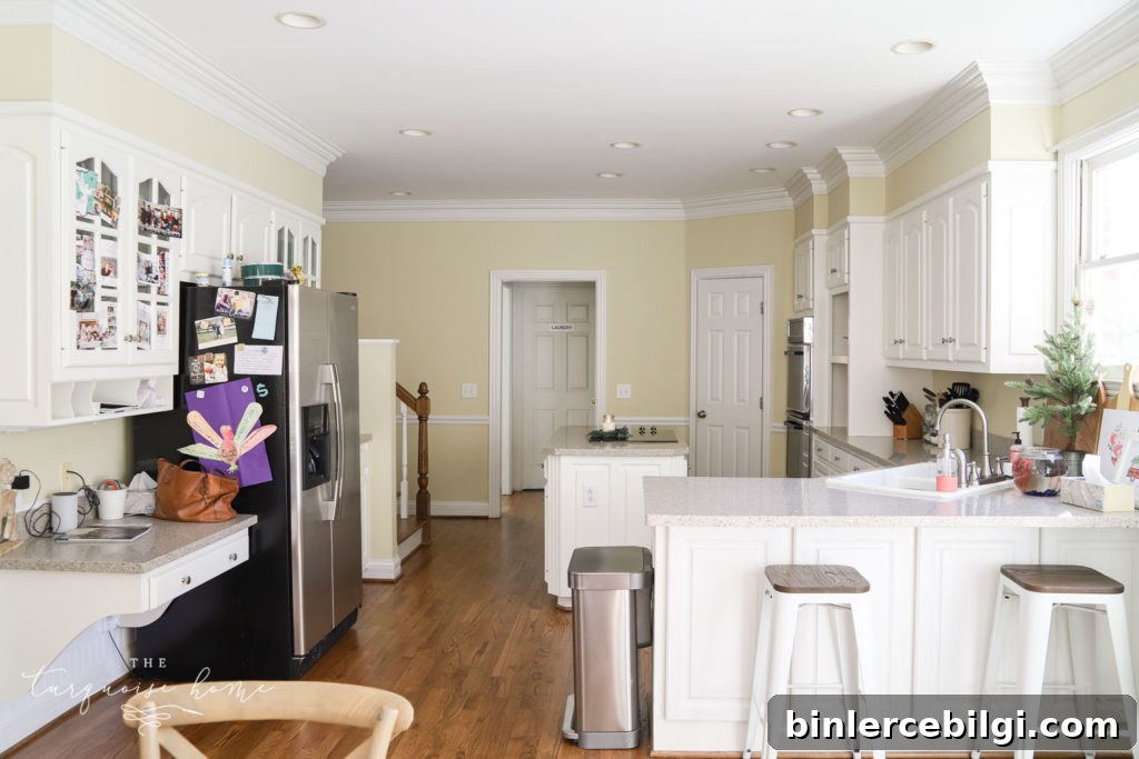 The kitchen in our new home that needs all new paint! Home Goals 2020