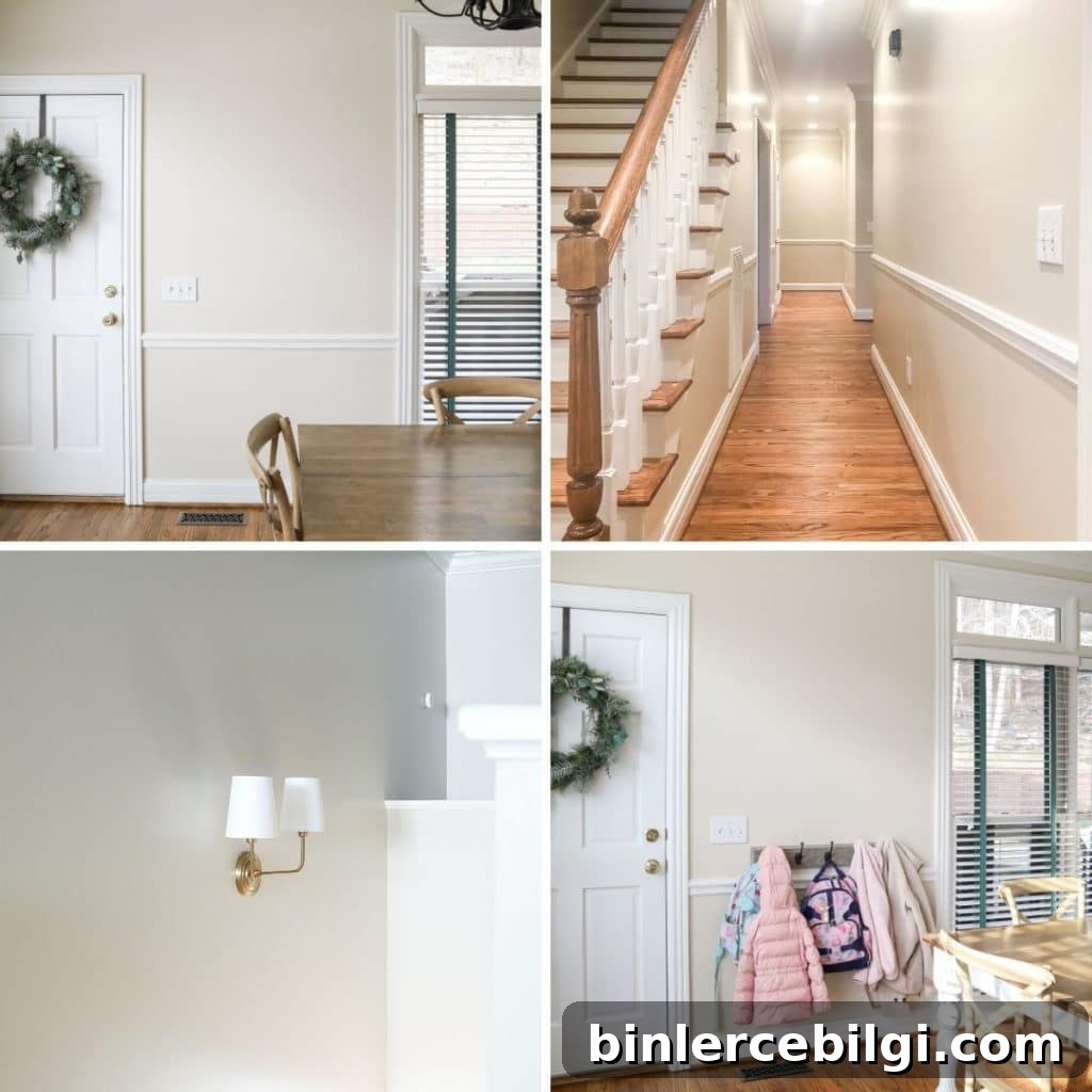 Edgecomb Gray wall color in a variety of lightings