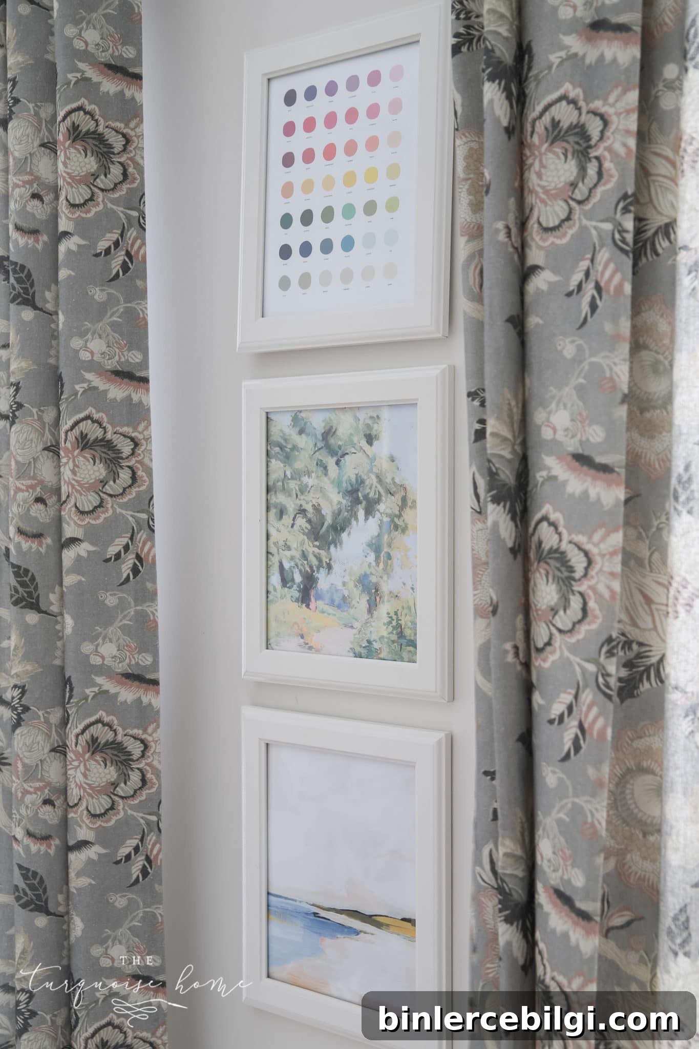 How to Style Floral Curtains for Your Office 4 Gray curtains with blush flowers