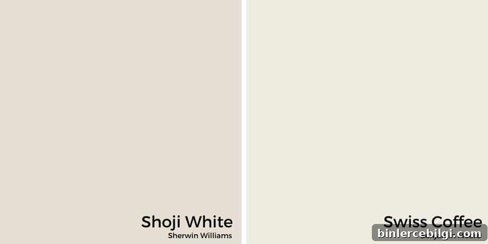 Sherwin-Williams Shoji White: Paint Color Review and Photos 6 Shoji White vs. Swiss Coffee