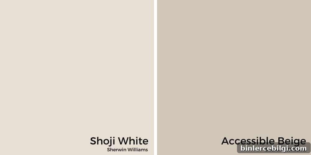 Sherwin-Williams Shoji White: Paint Color Review and Photos 5 Shoji White vs. Accessible Beige