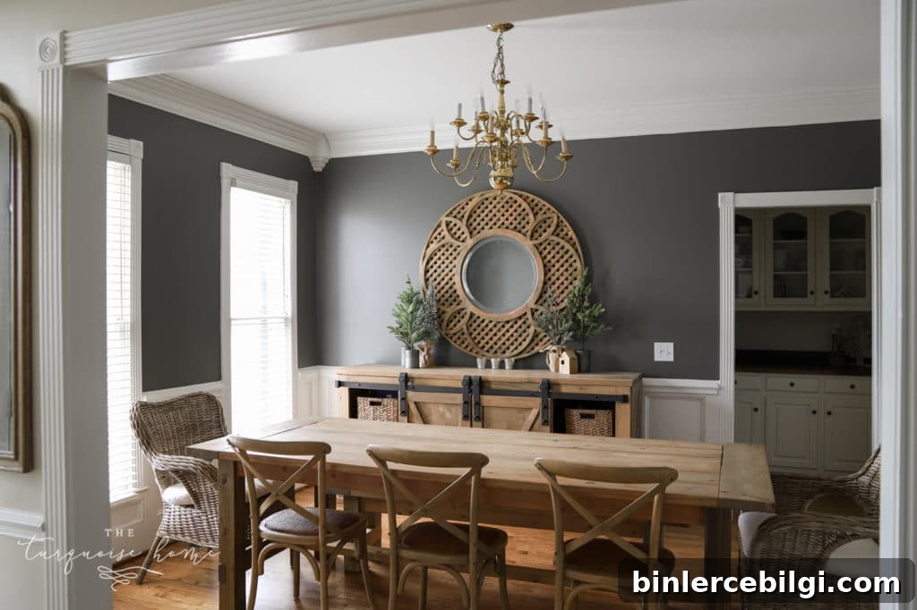 Kendall Charcoal painted walls in the dining room