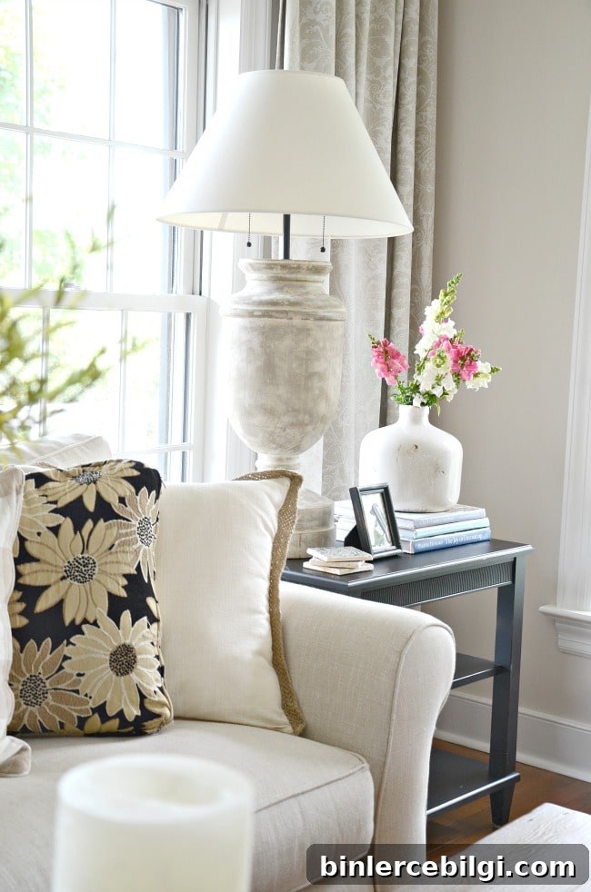 florals on end table