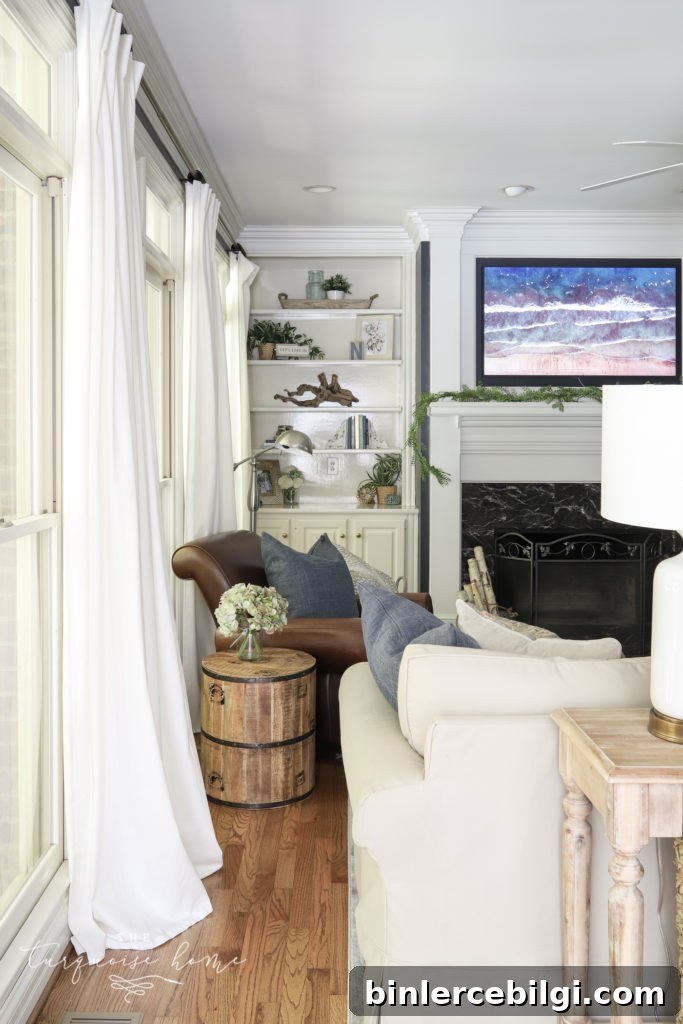 Where to Buy and How to Install an Extra-Long Curtain Rod 3 window draperies in navy living room