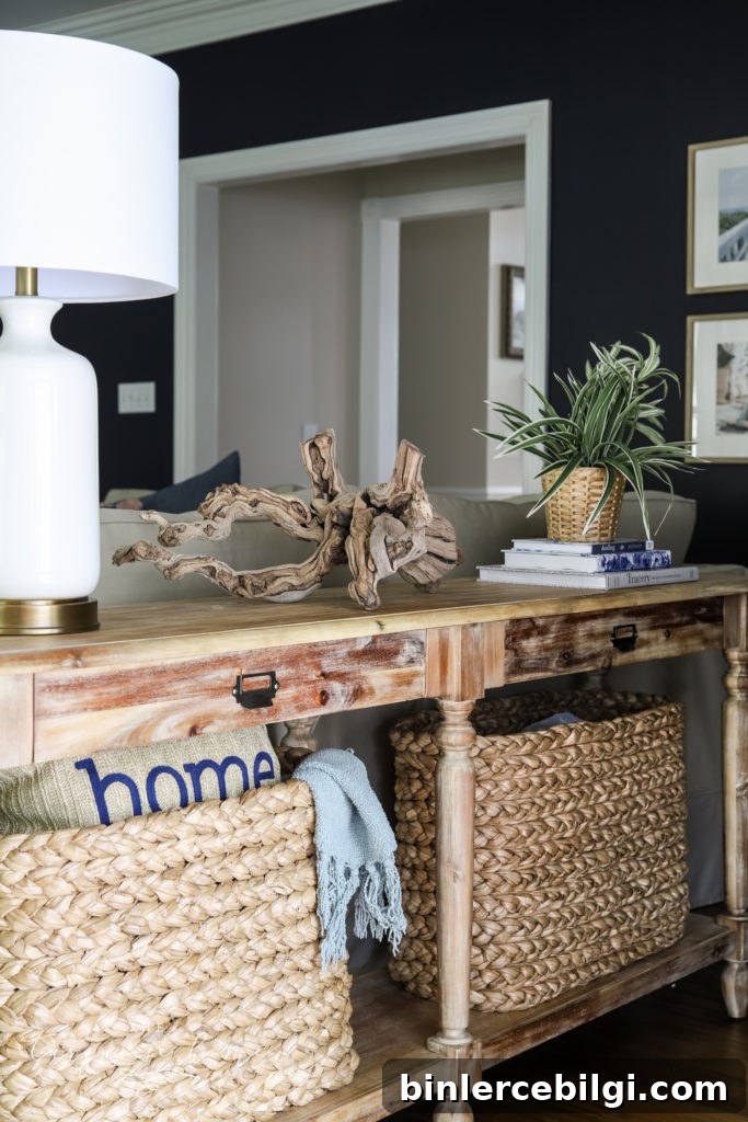 Console table styled with traditional decor