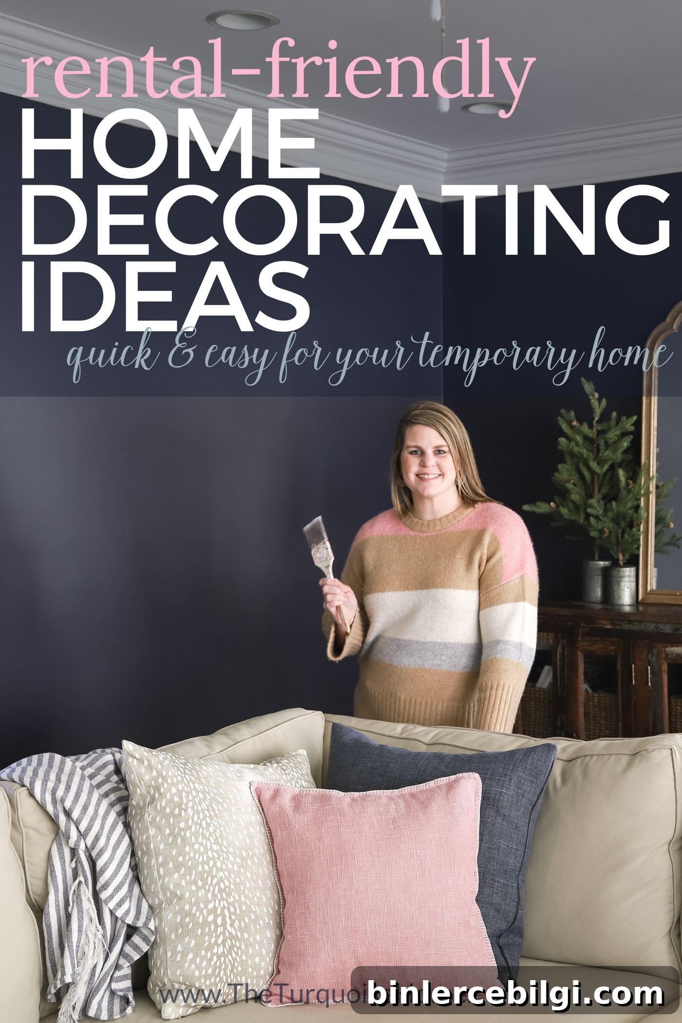 Rental-friendly Home Decorating Ideas with woman holding paint brush