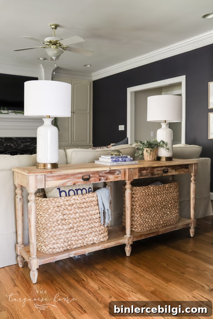 decorated sofa table