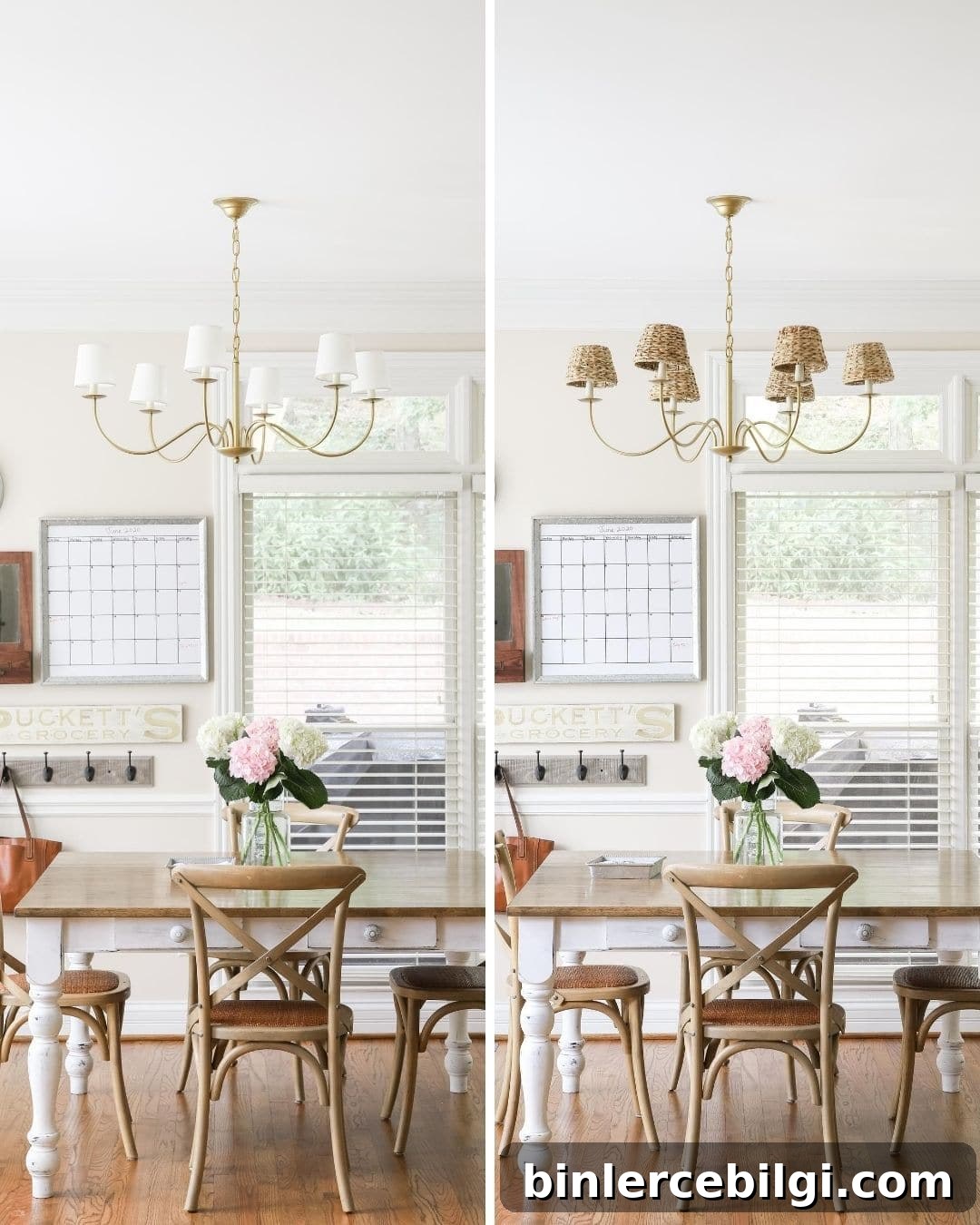 Side-by-side brass chandelier