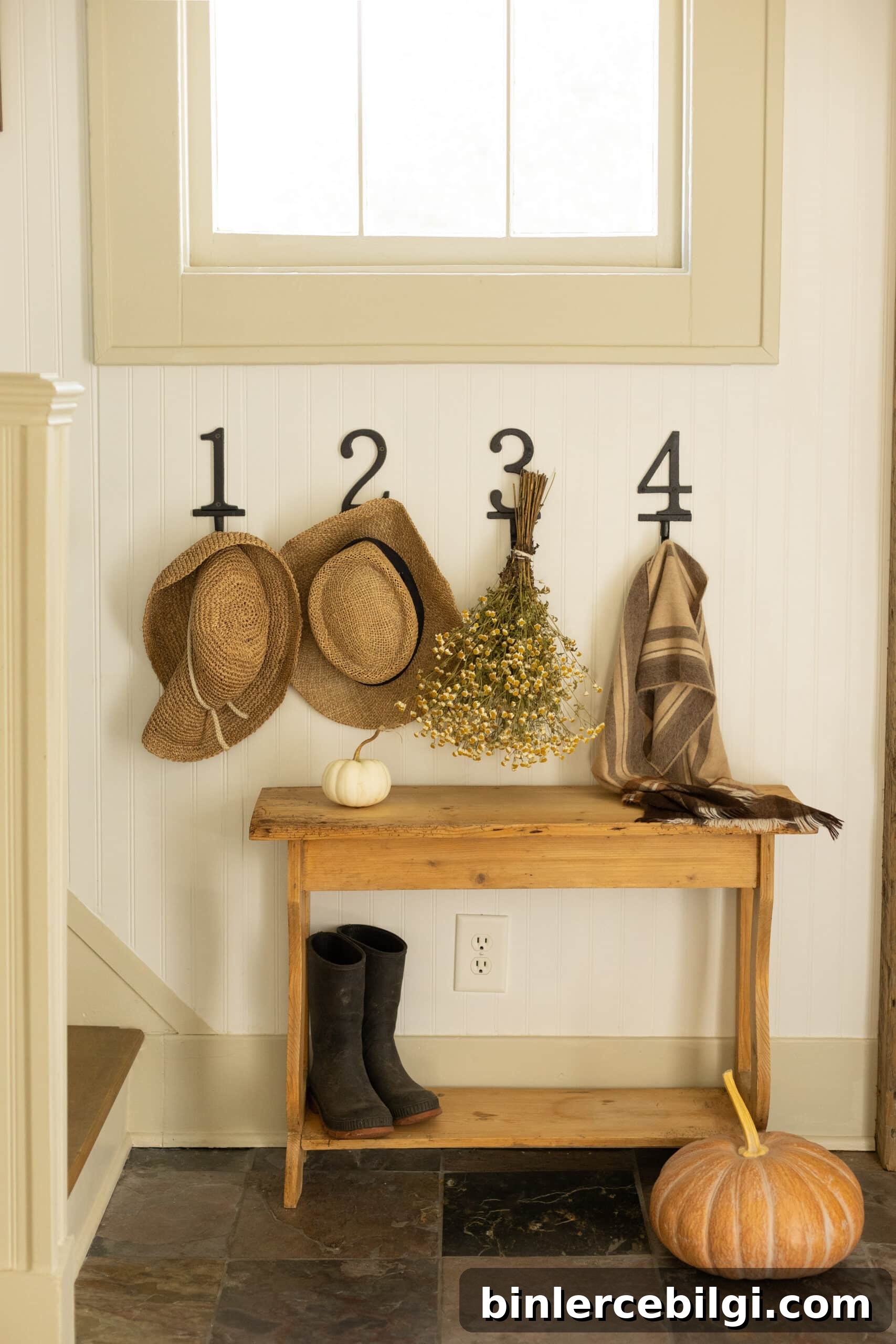 15 Clever Entryway Storage Ideas for Small Spaces 9 Numbered hooks in entryway