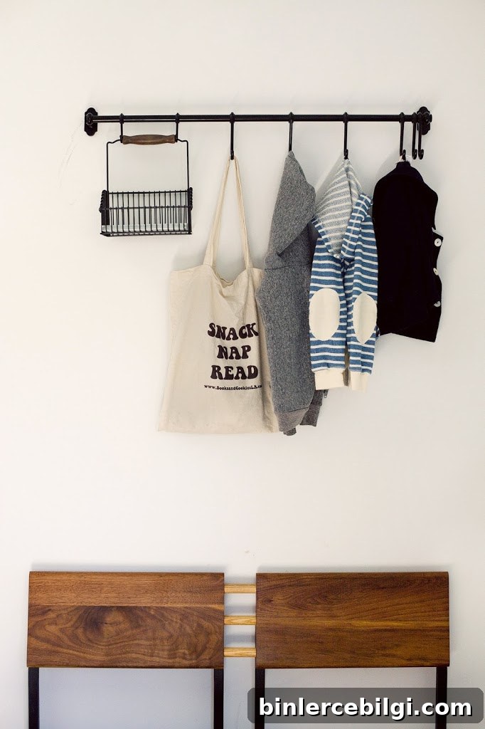 15 Clever Entryway Storage Ideas for Small Spaces 16 Wall rail and bench storage.