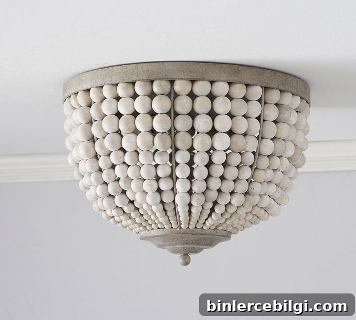 Leila Wood Bead Flush Mount Light