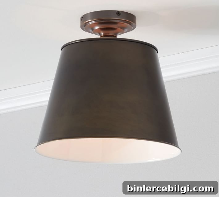 Custom Tapered Semi Flush Mount Light