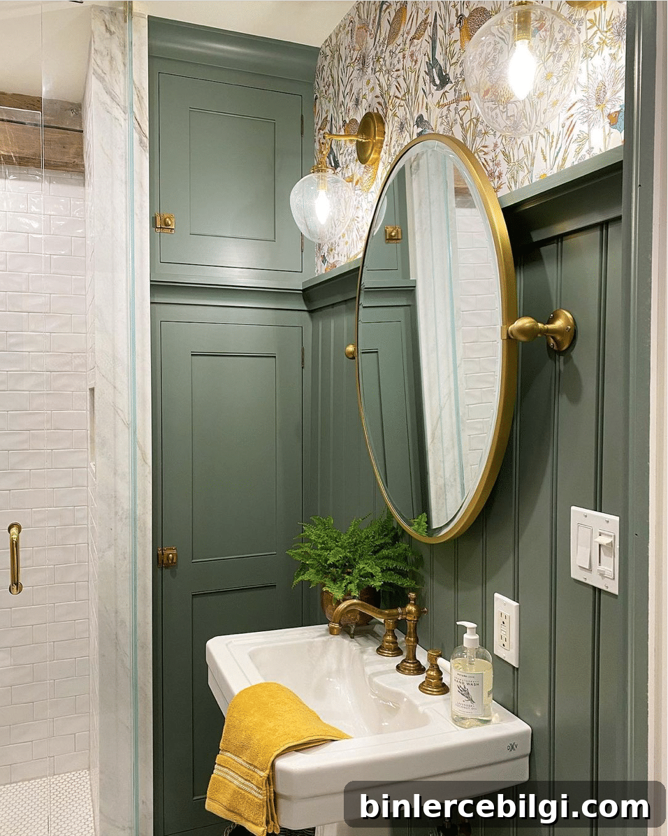 Green Smoke by Farrow & Ball in a bathroom