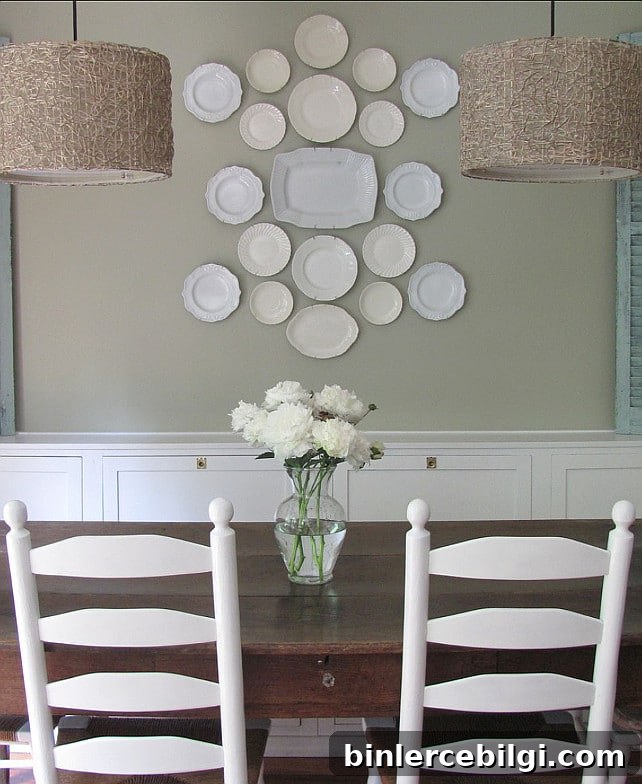 Gray Mirage sage green in a country-chic dining room