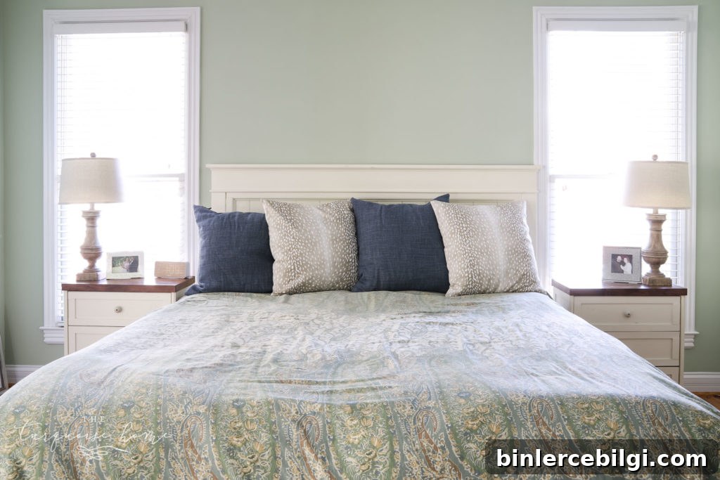 windows flanking master bed