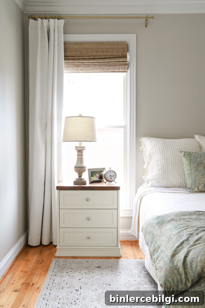 Ivory Linen/Cotton Curtains in the Master Bedroom