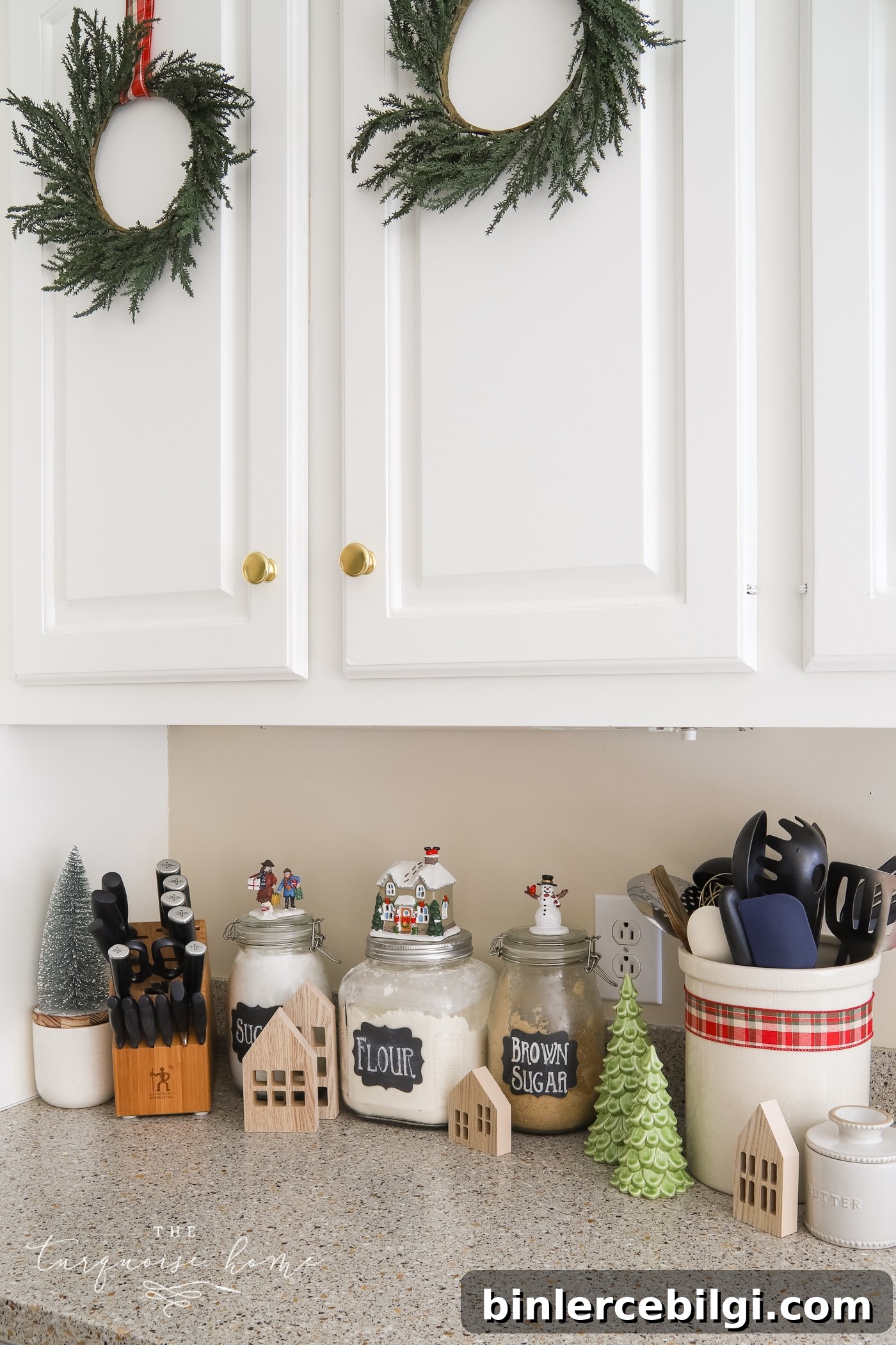 Mini Christmas Village in the kitchen
