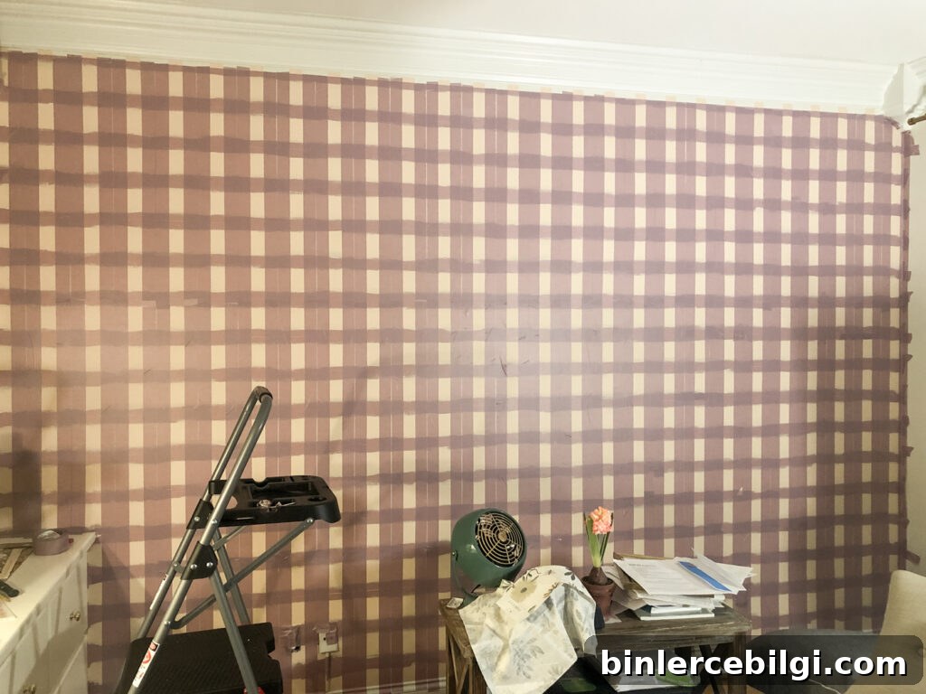Painting a plaid wall