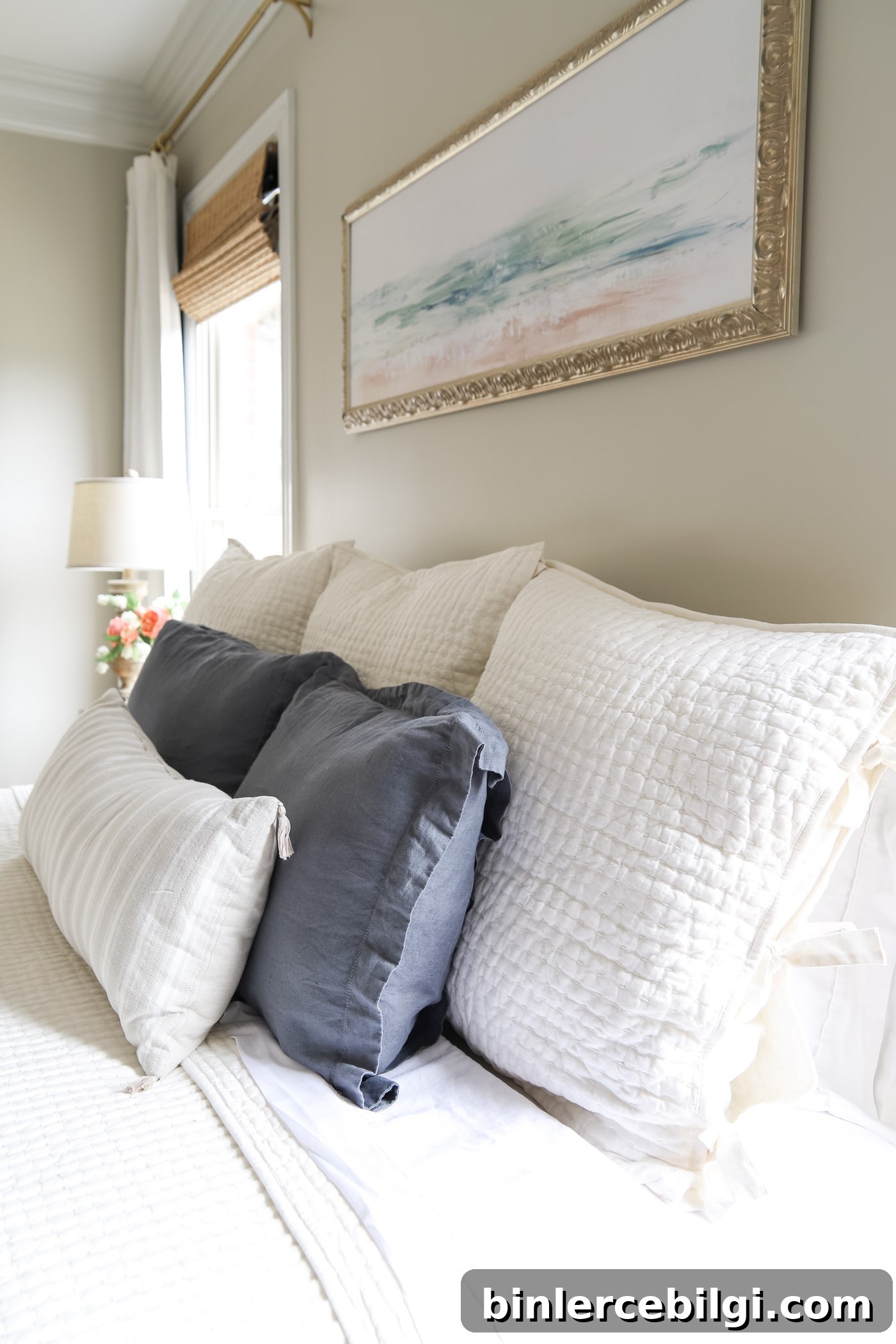 Layer Euro Pillows on the Bed