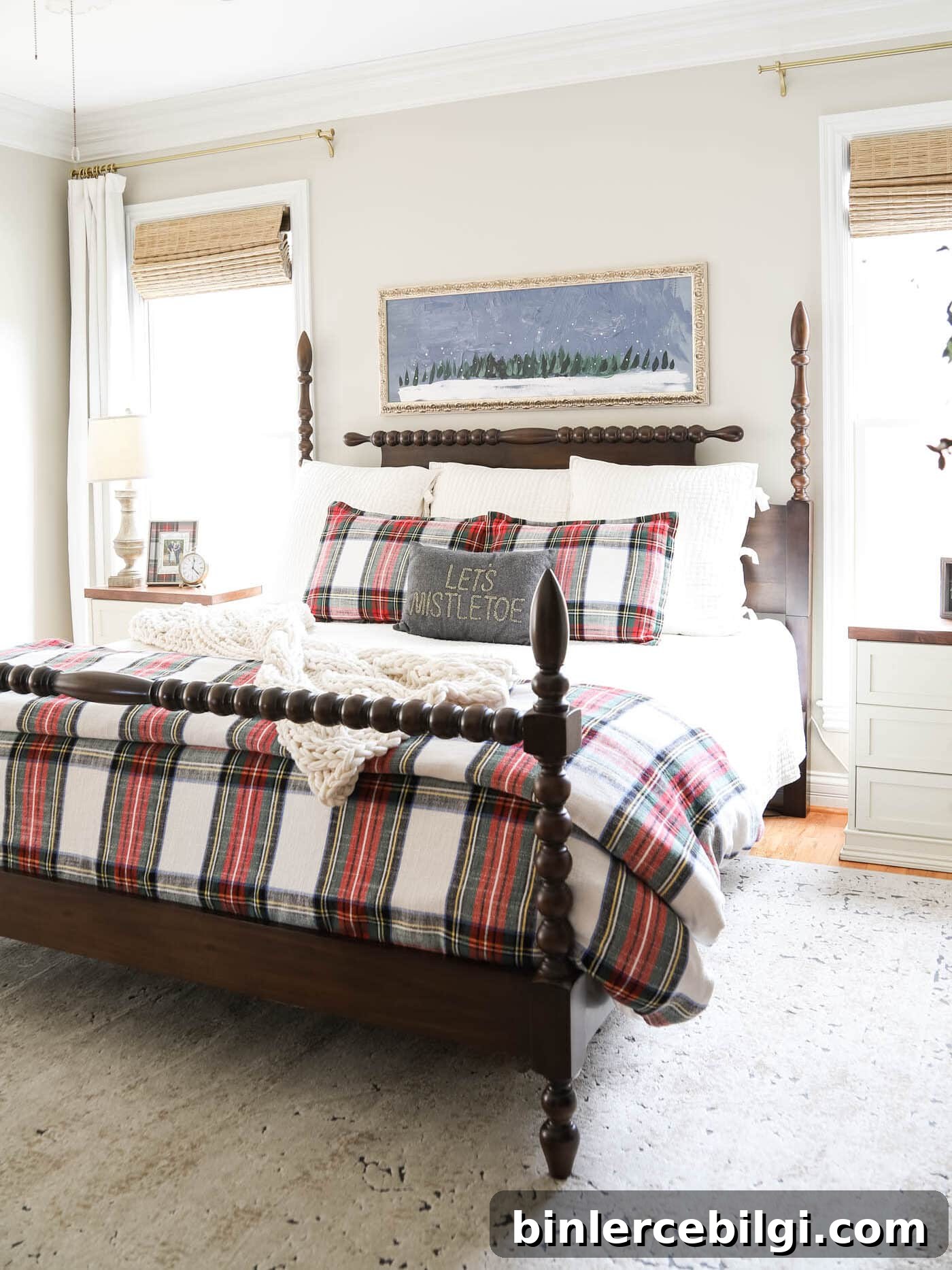 Plaid Master Bedroom Christmas Decor